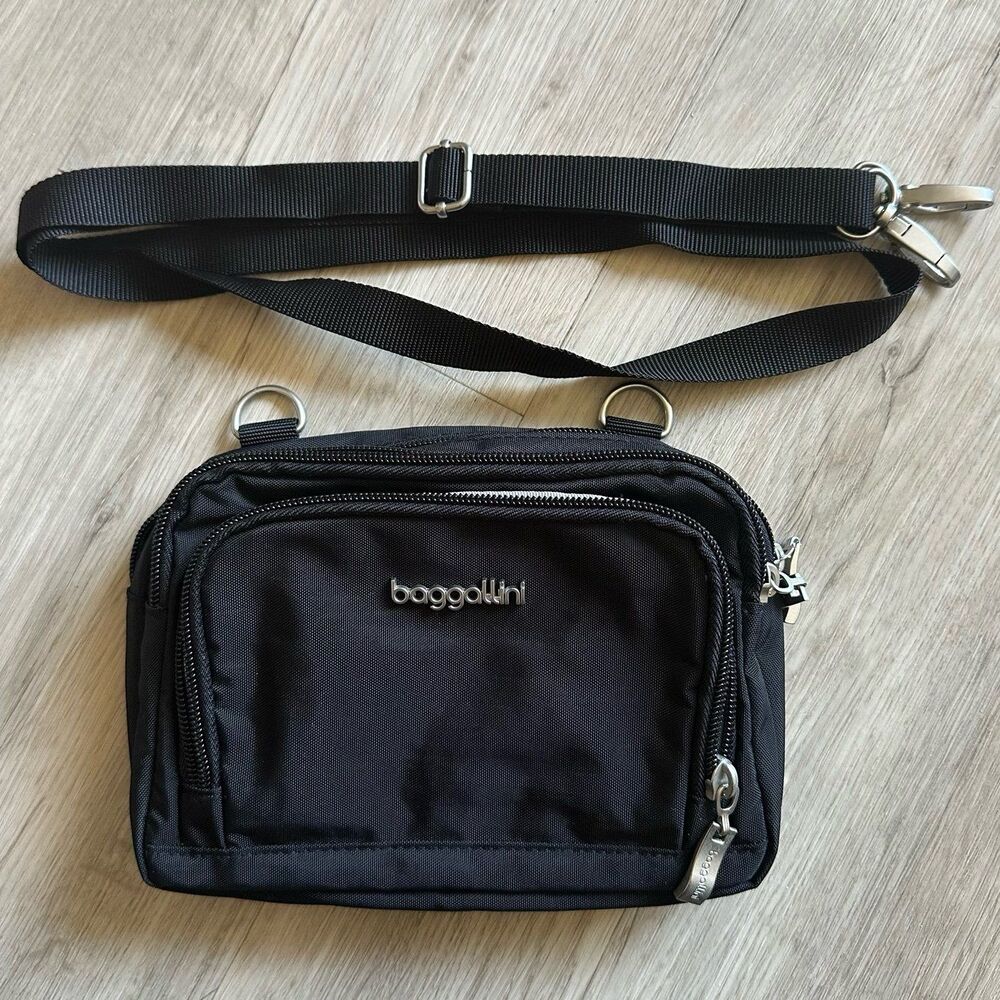 Baggalilni Modern Everywhere Trifecta RFID Wallet Crossbody Purse Black